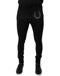 Dolce & Gabbana - Horseshoe Embellished Wool Slim Fit Pants - Lyst