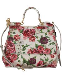 Dolce & Gabbana Roses Leather Medium Shoulder Sicily Bag - Red