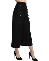 Dolce & Gabbana - Wide Wool Leg Cropped Trouser Pant - Lyst