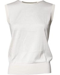 Dolce & Gabbana - Sleeveless Silk Round Neck Tank Top - Lyst