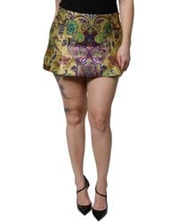 Dolce & Gabbana - Floral Jacquard Mid Waist Mini Skirt - Lyst