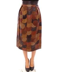 Dolce & Gabbana - Patchwork Leather Straight Skirt - Lyst