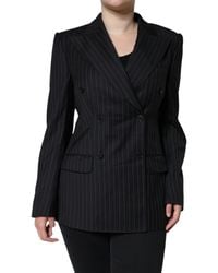 Dolce & Gabbana - Striped Double Breasted Coat Jacket - Lyst
