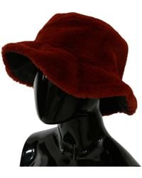 Dolce & Gabbana - Bordeaux Fur Wide Brim Bucket Hat - Lyst