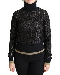 Dolce & Gabbana - Sequined Knitted Turtle Neck Sweater - Lyst