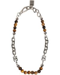 Dolce & Gabbana - Tone Brass Chain Beaded Gem Dg Logo Bracelet Zamak Natural Real - Lyst
