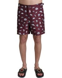 Dolce & Gabbana - Maroon Hats Print Beachwear Shorts Swimwear - Lyst