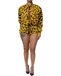 Dolce & Gabbana - Leopard Long Sleeves Jumpsuit Dress - Lyst