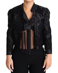 Dolce & Gabbana Lace Sheer Corset Organza Silk Jacket - Black