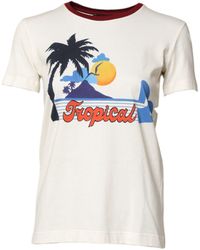 Dolce & Gabbana - Cotton Print Short Sleeves Top T-Shirt - Lyst