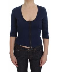 Exte - Blue Cotton Top Zipper Deep Crew - Lyst