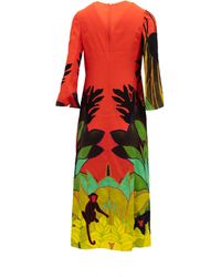 Valentino Garavani - Tropical Print Long Sleeve Midi Dress - Lyst
