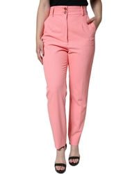 Dolce & Gabbana - Rose Polyester High Waist Tapered Pants - Lyst