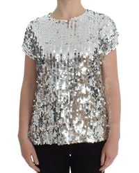 Dolce & Gabbana - Sequined Party Evening Blouse With Back Button - Lyst