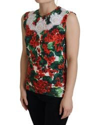 Dolce & Gabbana - Floral Lace Sleeveless Tank Top - Lyst