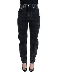 Dolce & Gabbana - Washed Cotton High Waist Denim Jeans - Lyst