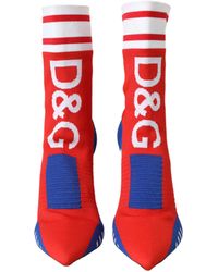 Dolce & Gabbana - Stretch Sock Style Ankle Boots Logo Shoes Polyester Leather - Lyst