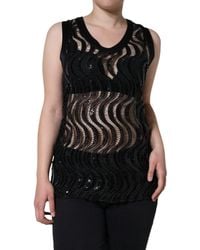 Dolce & Gabbana - Sequin Sleeveless Tank Blouse Top - Lyst