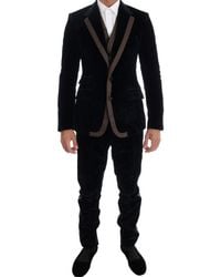 Dolce & Gabbana - Velvet Two Button Slim 3 Piece Suit - Lyst