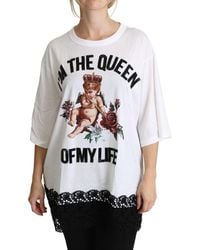Dolce & Gabbana - Angel Print Cotton Round Neck Shirt Tops - Lyst