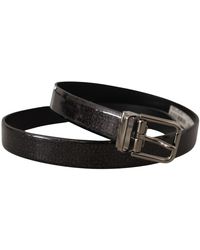 Dolce & Gabbana - Vernice Puntinata Leather Silver Tone Metal Belt - Lyst