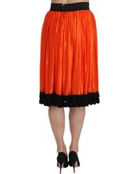 Dolce & Gabbana - High Waist Knee Length Skirt Nylon Silk - Lyst