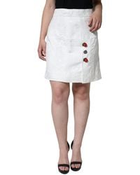 Dolce & Gabbana - White Floral Brocade Embellished Mini Skirt - Lyst