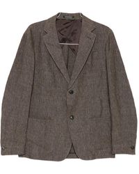 Emporio Armani - Linen Single-Breasted Blazer Jacket - Lyst
