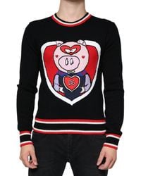 Dolce & Gabbana - Black Cashmere Pig Of The Year Pullover Sweater - Lyst