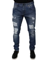 Dolce & Gabbana - Ripped Slim Jeans - Lyst