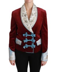 Dolce & Gabbana - Velvet Baroque Crystal Blazer Jacket - Lyst