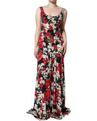 Dolce & Gabbana - Floral Silk Sleeveless Long Gown Dress - Lyst