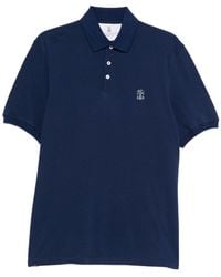 Brunello Cucinelli - Embroidered Cotton Polo Shirt - Lyst