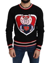 Dolce & Gabbana - Dolce Gabbana Black Cashmere Pig Of The Year Pullover Sweater - Lyst