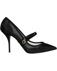 Dolce & Gabbana - Mesh Mary Jane Crystal Heel Pumps Shoes - Lyst