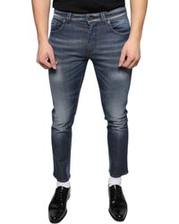 Dolce & Gabbana - Dark Washed Cotton Skinny Denim Jeans - Lyst