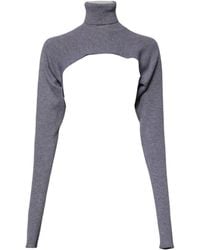 Dolce & Gabbana - Wool Knit Turtleneck Cropped Top Sweater - Lyst