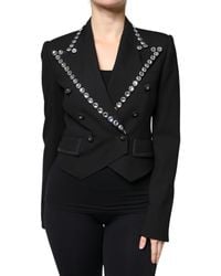 Dolce & Gabbana - Crystal Double Breasted Blazer Jacket - Lyst