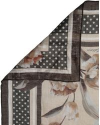 Dolce & Gabbana - Floral Linen Square Foulard Scarf Cream, Flax Cotton - Lyst