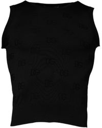 Dolce & Gabbana - Silk Round Neck Sleeveless T-Shirt - Lyst