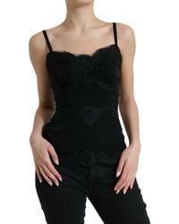 Dolce & Gabbana - Silk Stretch Lace Sleeveless Tank Top - Lyst