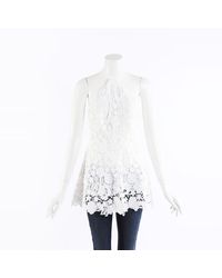 Lela Rose Lace Halter Top - White