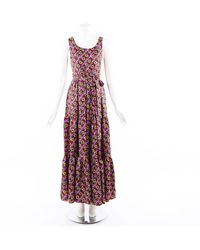 LaDoubleJ Pelicano Floral Silk Maxi Dress - Purple