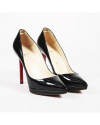 Christian Louboutin Black Patent Leather "pigalle Plato" Pumps
