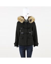 Burberry Brit Wool Fur Hood Coat - Green