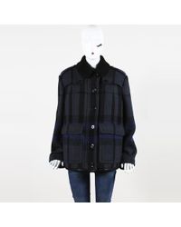 Burberry Brit Plaid Wool & Faux Fur Coat - Black