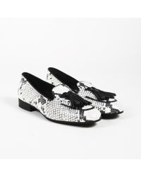Max Mara Snakeskin Print Leather Loafers - Black