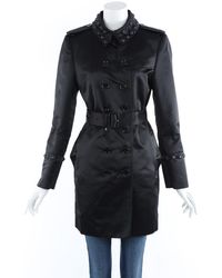 Burberry Beaded Satin Belted Coat - Black