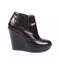 Burberry Leather Wedge Booties Brown Sz: 8.5