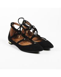 Aquazzura Black Suede "bel Air" Flats